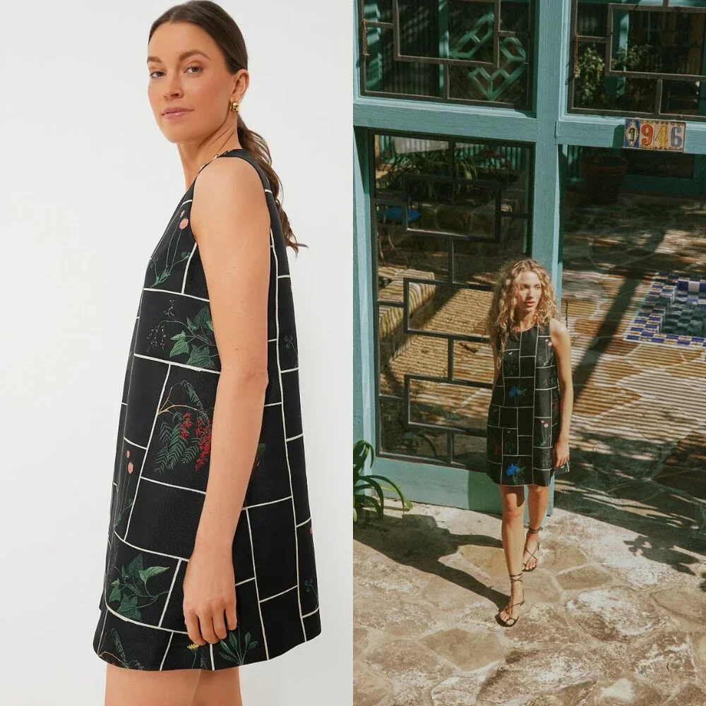 Tuckernuck NEW Black Fresher Buds Woven Grace Sleeveless Mini Dress Size S - Picture 2 of 10